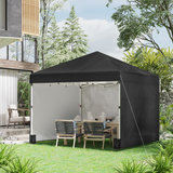 Outsunny 3x3m Pop-Up Gazebo Party Tent with 3 Sidewalls & Weight Bags, Steel Frame – Outdoor Shelter, Black
