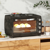 HOMCOM 36L Countertop Toaster Oven with 2 Hot Plates – Grill, Roast & Bake, Mini Kitchen Cooker