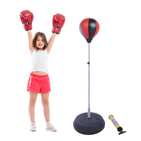 HOMCOM Kids Boxing Set with Adjustable Punch Bag, 6oz Gloves & Air Pump – Fillable Base Training Ball