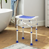 HOMCOM Adjustable Shower Stool with Padded Seat & Foot Pads – Bathing Aid for Elderly Users, Purple