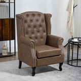 HOMCOM Chesterfield-Style Tufted Wingback Armchair with Padded Seat & Armrests – Classic Lounge Chair, Brown