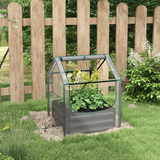 Outsunny Raised Garden Bed Planter Box with Clear Greenhouse Cover & Roll-Up Windows – 70 x 70 x 90cm, Grey
