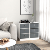 HOMCOM Chest of 6 Fabric Drawers – Bedroom, Office and Hallway Storage Cabinet, White and Grey
