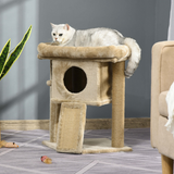 Pawhut Cat Tree Tower with Jute Scratching Pad, Toy Ball & Cat House – Multi-Level Climbing Centre, Coffee