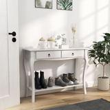 HOMCOM Console Table with 2 Drawers & Lower Shelf, Curved Design – Hallway Furniture, Ivory White