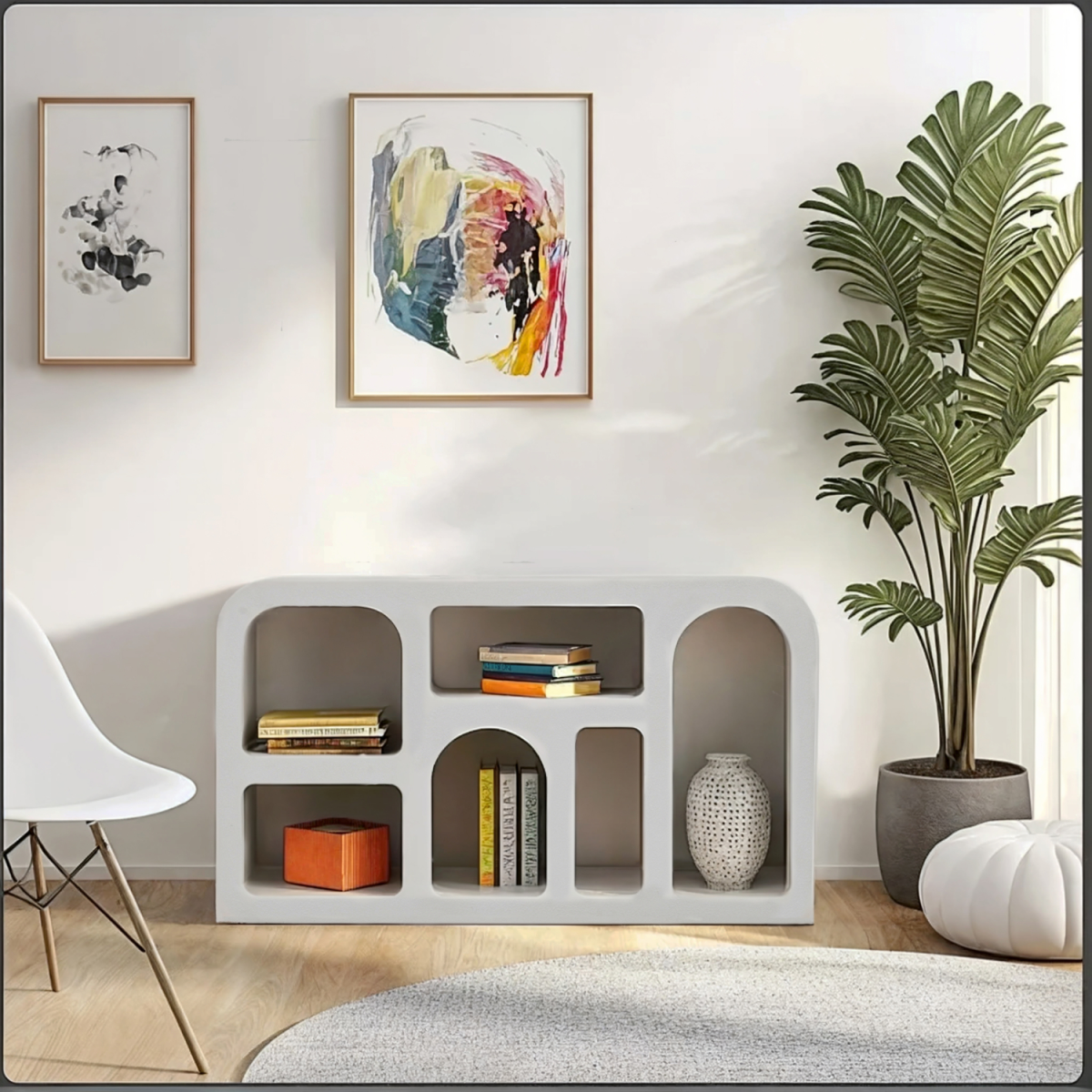 GEO Geometric Medium Sideboard – Display Cabinet & Bookshelf with Open and Enclosed Storage