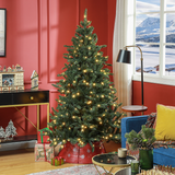 HOMCOM 6ft Artificial Christmas Tree with 310 Warm White LED Lights & Metal Base – Indoor, Green