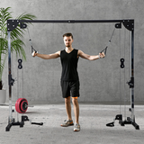 SPORTNOW Cable Crossover Machine with Pulley System & Four Handles – Full Body Strength Training, Black