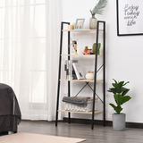 4-Tier Minimalist Ladder Shelf Unit with Steel Frame & MDF Shelves – Home Display Storage Bookcase