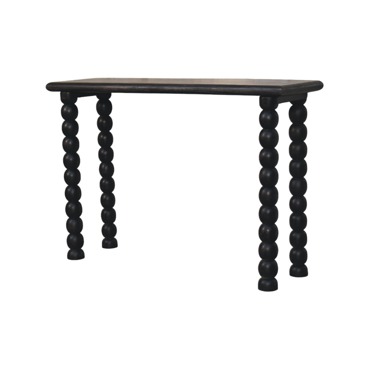 Artisan Furniture Solid Mango Wood Spindle Linear Console with Turned Legs – Hallway Console Table, Black