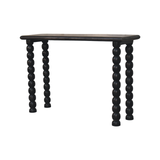 Artisan Furniture Solid Mango Wood Spindle Linear Console with Turned Legs – Hallway Console Table, Black