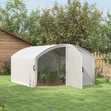 Outsunny 4 x 3 x 2m Polytunnel Greenhouse with Hinged Door & UV PE Cover – Galvanised Steel Frame, White