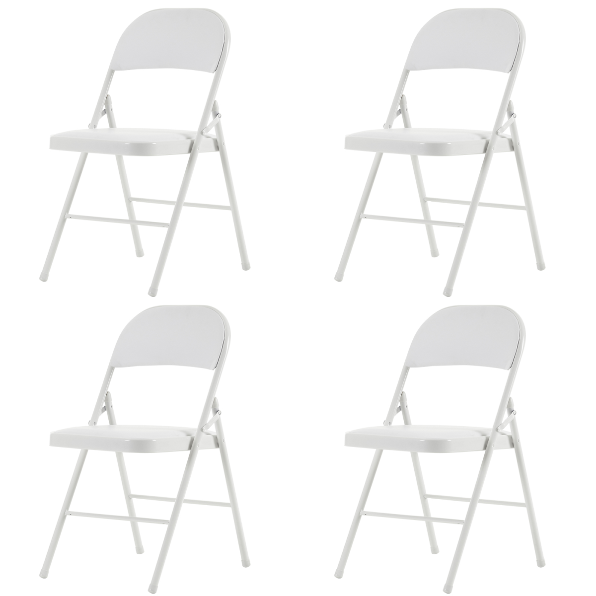 4pcs Foldable Steel & PVC Chairs with Padded Seat – Convention, Exhibition & Event Seating, White