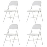 4pcs Foldable Steel & PVC Chairs with Padded Seat – Convention, Exhibition & Event Seating, White