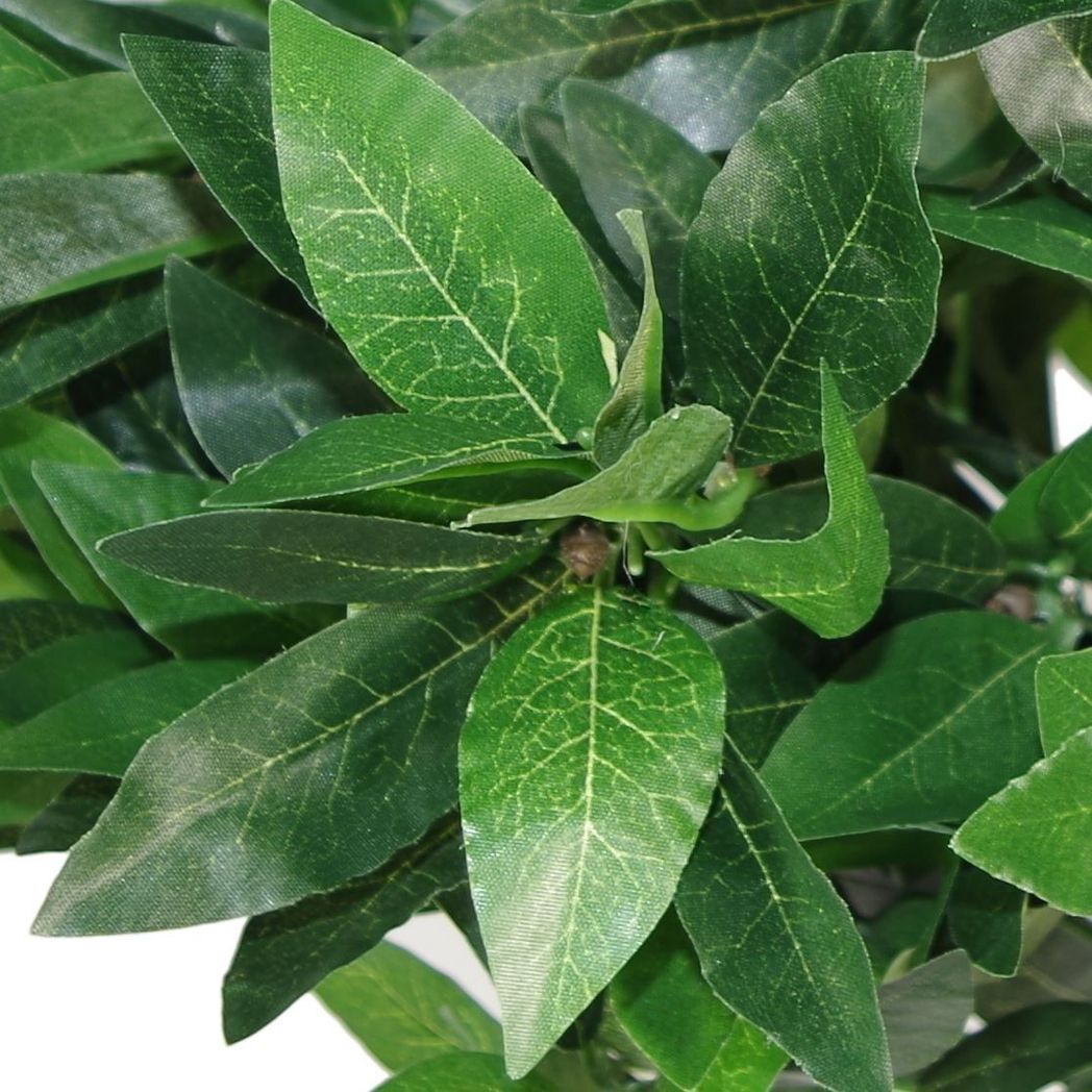 Artificial Topiary Bay Laurel Ball Tree with Plain Natural Trunk, 120cm (4ft) – Potted Entrance Plant
