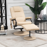 Massage Recliner Chair & Ottoman Footstool Set with High Density Cushioning – Relaxation Armchair, Cream