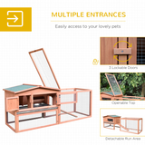 Wooden Rabbit Hutch with Detachable Run, Ramp, Asphalt Roof & Slide-Out Tray – Outdoor Small Animal Cage, Natural
