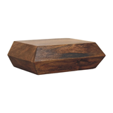 Artisan Furniture Prisma Solid Mango Wood Wall-Mounted Unit with Drawer – Faceted Design, Golden Teak