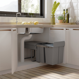HOMCOM 40L Pull-Out Recycling Bin for Kitchen Cupboards with Separate Inner Bins – Grey