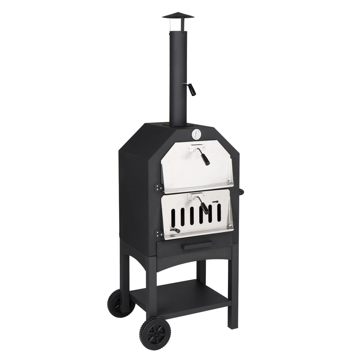 Outdoor Wood-Fired Pizza Oven Kit with Pizza Stone, Peel & Grill Rack – Portable Garden & Camping Pizza Oven
