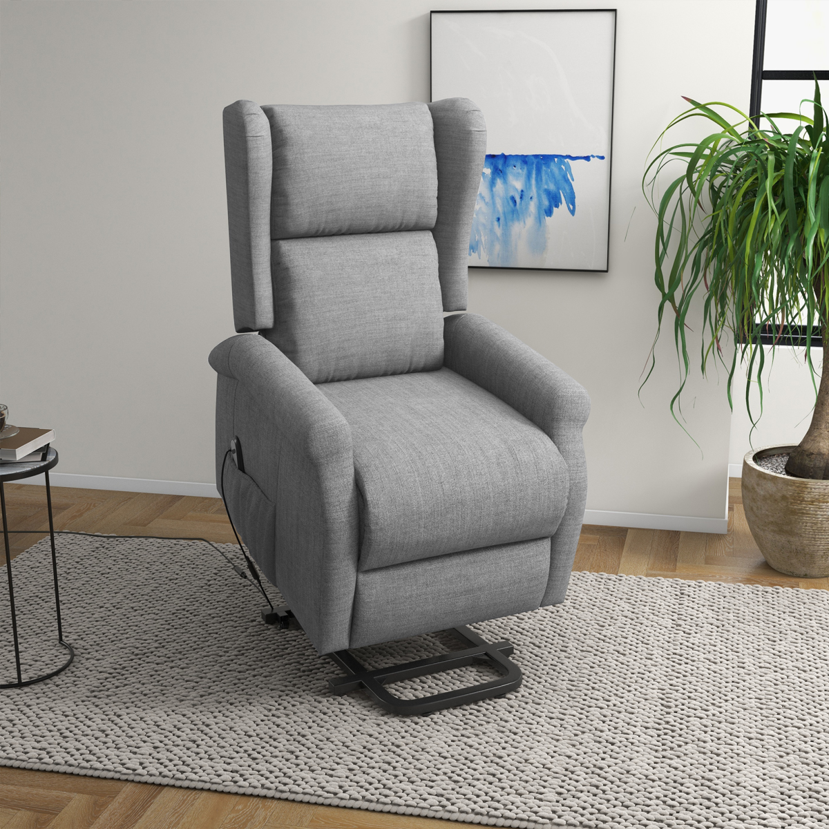 HOMCOM Power Lift Chair with Remote Control – Electric Fabric Recliner Armchair for the Elderly, Grey