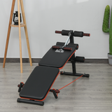 HOMCOM Foldable Sit Up Bench with Adjustable Popliteal Bracket & Spring Puller – Home Gym Core Workout, Black