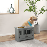 PawHut Raised Dog Bowls with Storage Stand, 2 x 2000ml Steel Bowls – Feeding Station for Large Dogs, Grey