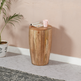 Surrey Handmade Drum Side Table in Solid Mango Wood – Eco-Sourced Natural Timber Sofa & Bedside Table