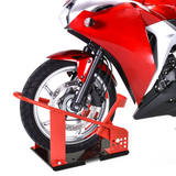 HOMCOM Motorcycle Wheel Chock for 8–15.5cm Tyres, 12-Level Adjustable Metal Stand – Truck & Trailer Mount