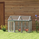 PawHut Wooden Chicken Run with Combinable Design, Lockable Doors & Mesh Wire – Coop for 1–3 Chickens, Grey