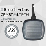 Russell Hobbs Crystaltech 28cm Non-Stick Griddle Pan – PFOA-Free, Metal Utensil Safe, Graphite