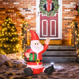 HOMCOM 4ft Inflatable Christmas Santa Claus with Gift & Internal LED Lights – IP44 Indoor Outdoor Xmas Decoration