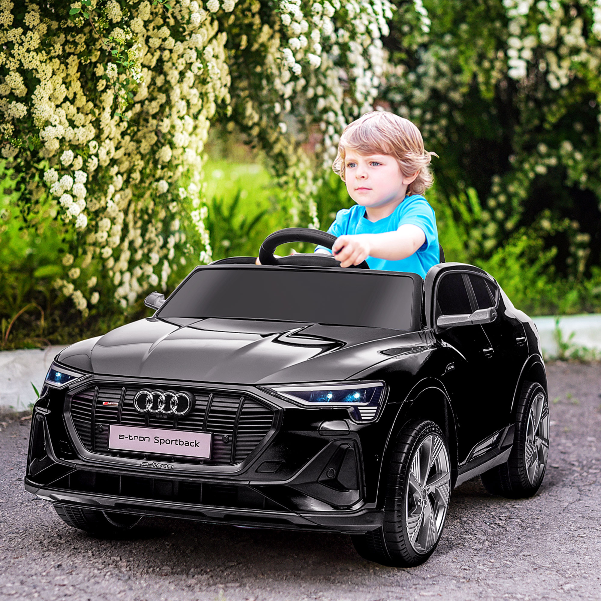 HOMCOM Audi E-tron 12V Electric Ride-On Car with Remote Control, LED Lights & Music – Kids, Black