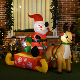 HOMCOM 4ft Christmas Inflatable Santa Claus on Sleigh with Reindeer and LED Lights – Outdoor Garden Decor