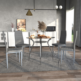 HOMCOM Round Glass Dining Table Set with 4 Cushioned Chairs – Metal Frame Kitchen Dining Set