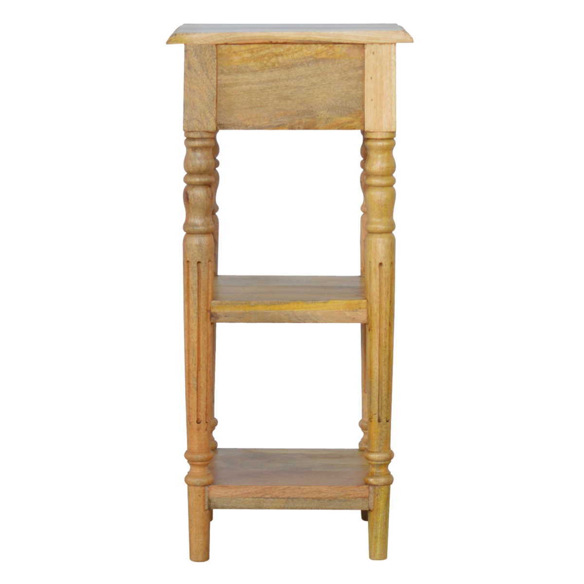 Artisan Furniture Solid Mango Wood Telephone Table, 1 Drawer & 2 Shelves – Hallway Storage, Oak-Effect Beige