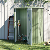 Outsunny Garden Storage Shed with Sloped Roof & Lockable Door, 142 x 84 x 189cm – Tool & Bike Store, Green