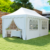 Outsunny 3 x 6m Pop-Up Gazebo with Sides, UPF50+ Oxford Canopy, Windows & Doors – Garden Party Marquee, White