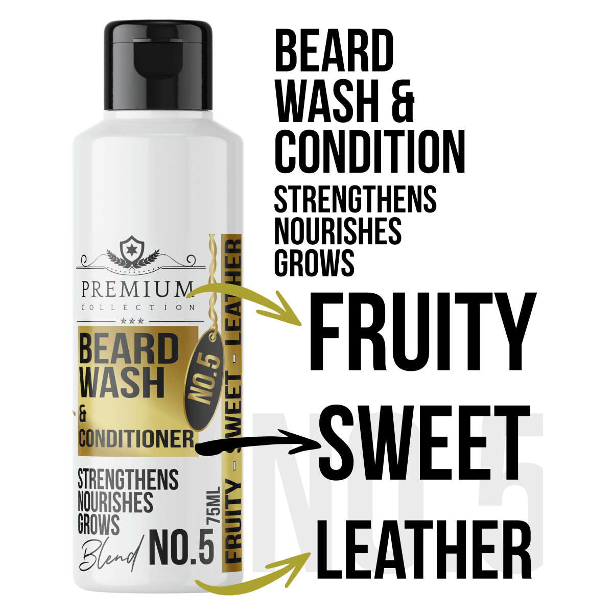 LIVFRAGRANCE Beard Wash & Conditioner Blend No.5 – 2-in-1 Fruity, Sweet Leather Scented Beard Care