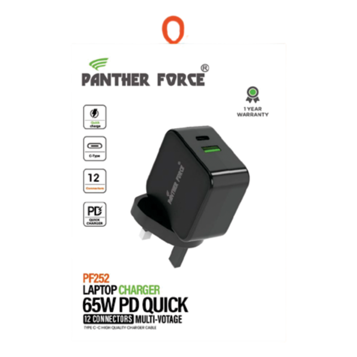 Panther Force 65W Type-C Fast Laptop Charger – Safe, Intelligent Power Delivery for Work, Gaming and Travel