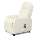 Electric Massage Recliner Chair with 6-Point Vibration & Heat – Home Lounge TV Chair, Cream PU Leather