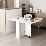 HOMCOM Mobile Drop Leaf Kitchen Table with Storage Shelves & Wheels – Space-Saving Dining Table, White