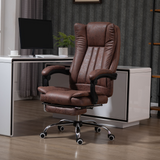 Executive Swivel Office Chair with Padded Armrests & Footrest – Home Office Computer Chair, Brown