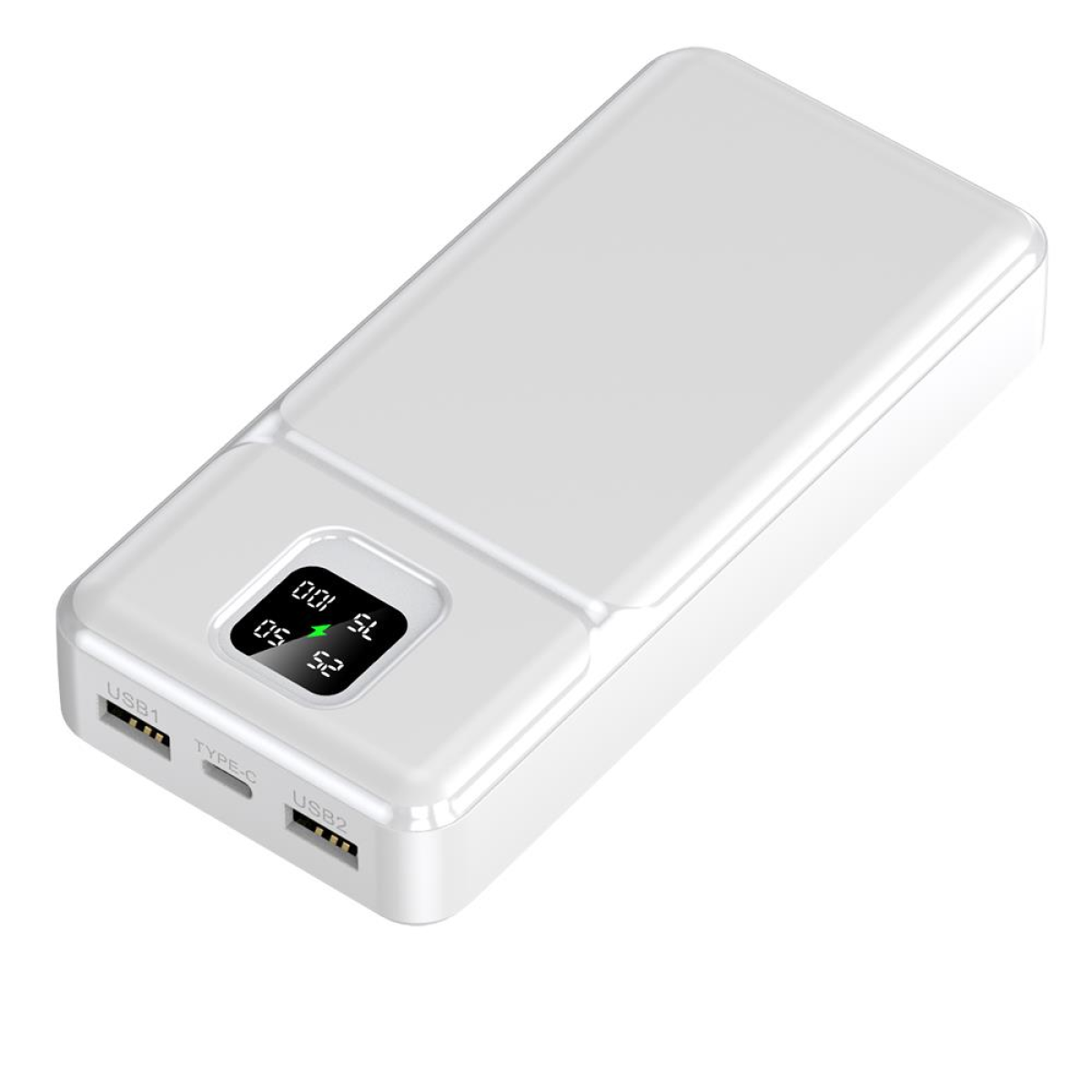 WYEFLUX 30000mAh Power Bank with LED Display, USB-C Input & Dual Output – Portable Phone Charger, White
