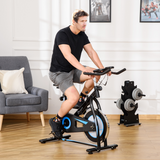 HOMCOM Indoor Cycling Exercise Bike with 8kg Flywheel, LCD Monitor & Adjustable Seat – Stationary Cardio Bike