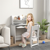 Kids Desk and Chair Set with Storage Shelves & Drawers – Children's Study Table for Ages 5–8, Grey
