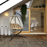 Outsunny Hanging Egg Chair with Cushion & Stand – Breathable Mesh Basket, Indoor & Garden Swing Seat, Khaki