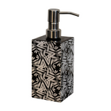 Artisan Furniture Aztec Print Bathroom Accessories Set of 6 – Soap Dispenser, Tray and Storage, White & Black