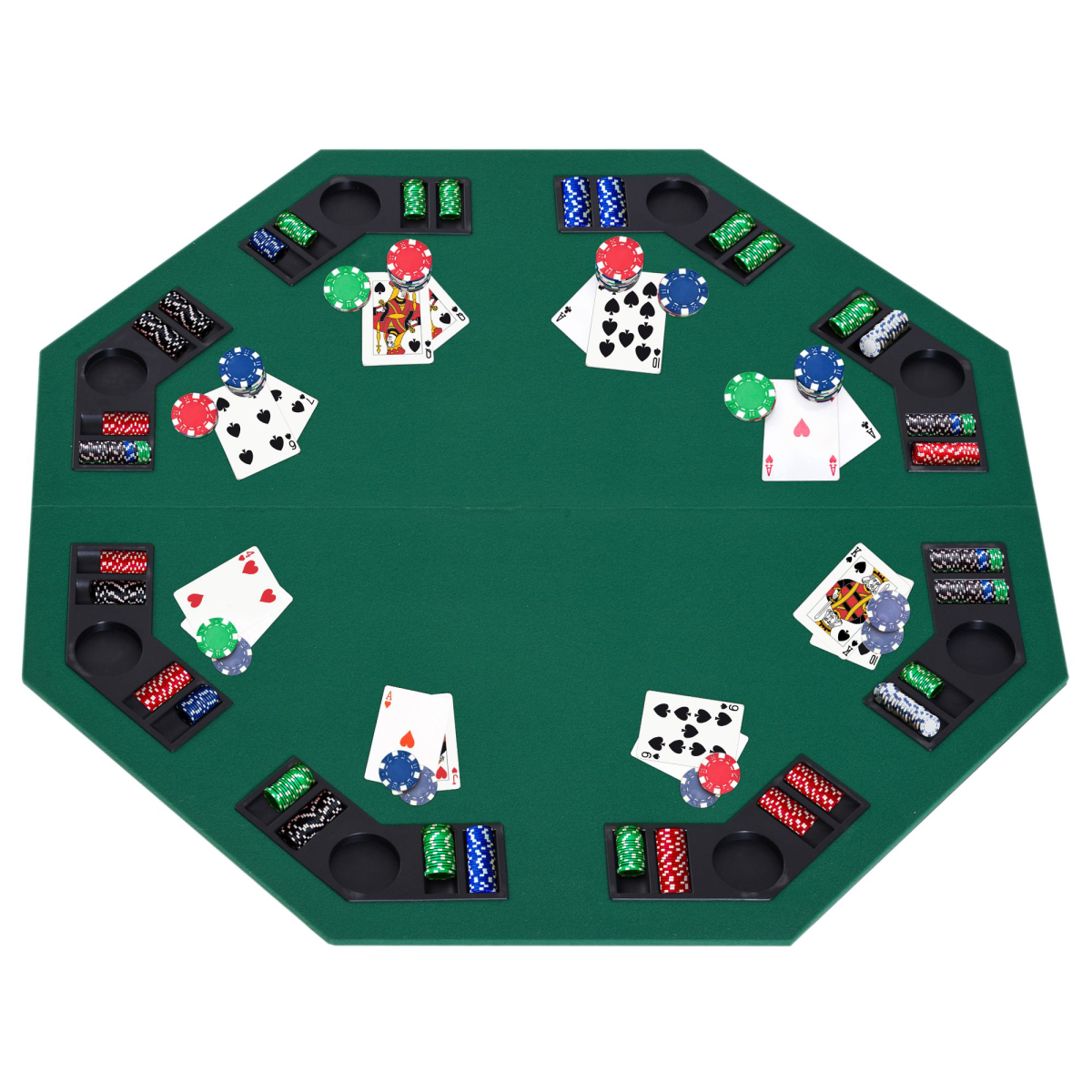 HOMCOM Foldable Poker Table Top for 8 Players, 1.2m with Chip Trays – Blackjack Topper with Carry Bag
