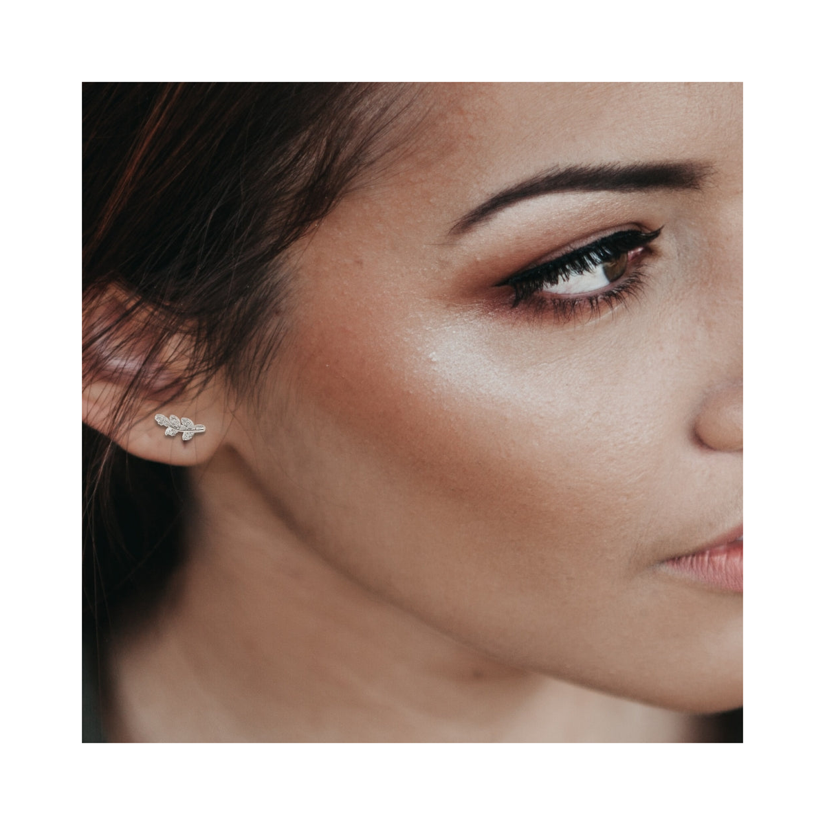 Aye Do Gifts Cubic Zirconia Silver Leaf Stud Earrings – Sterling Silver Plated Jewellery Gift for Her